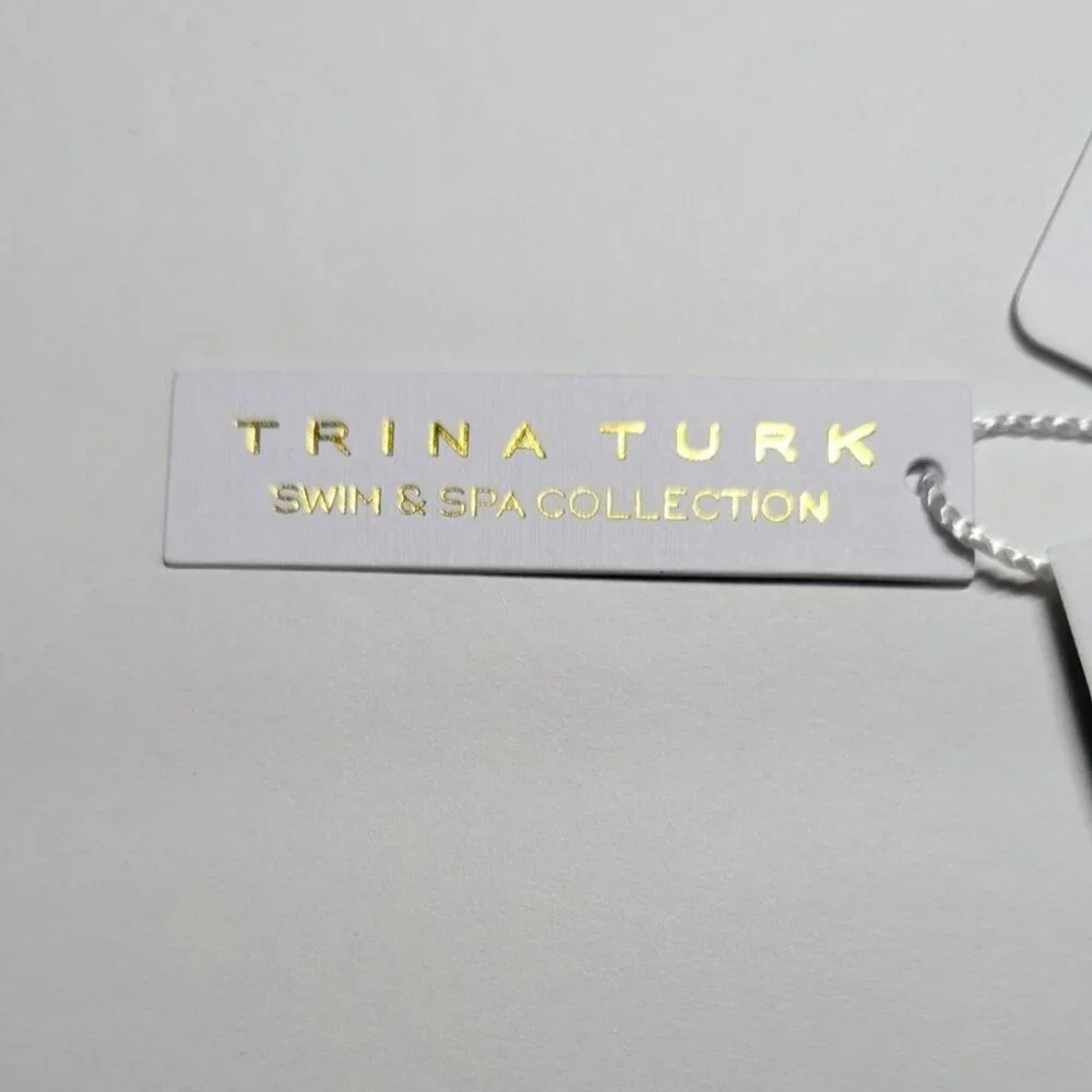 Trina Turk Halter Bikini Top Monaco Pleated‎ Triangle Trapunto Beach Swim